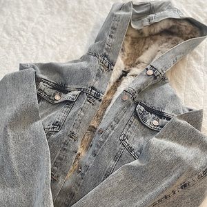 Forever 21 Denim fur lined coat, size M